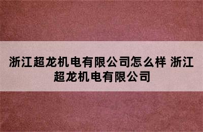 浙江超龙机电有限公司怎么样 浙江超龙机电有限公司